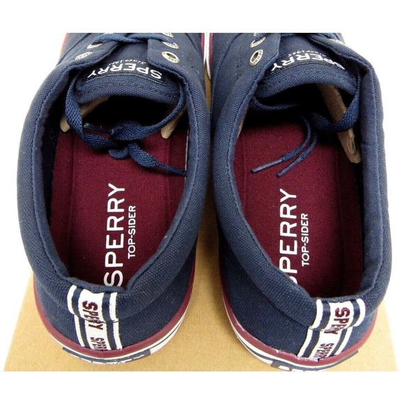 Mens Sperry Top-Sider Striper II CVO UNI Navy Blue Red Slip On Sneakers WIDE New - Picture 5 of 6